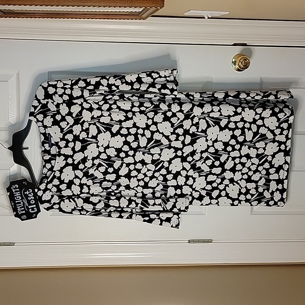 Tommy Hilfiger 12 Dress Black White Floral